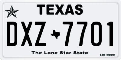 TX license plate DXZ7701