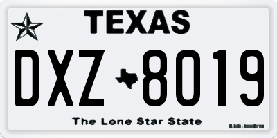 TX license plate DXZ8019