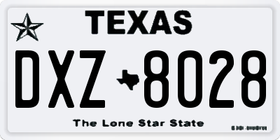 TX license plate DXZ8028