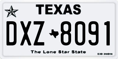 TX license plate DXZ8091