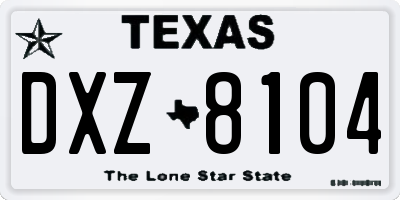 TX license plate DXZ8104