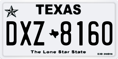 TX license plate DXZ8160