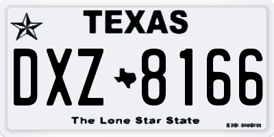 TX license plate DXZ8166