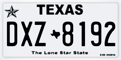 TX license plate DXZ8192