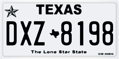 TX license plate DXZ8198