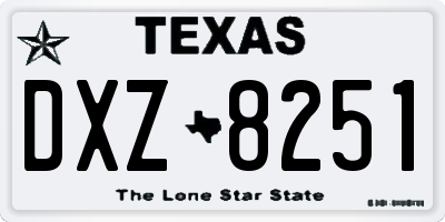 TX license plate DXZ8251