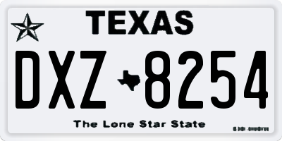 TX license plate DXZ8254