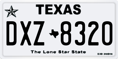 TX license plate DXZ8320