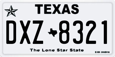 TX license plate DXZ8321