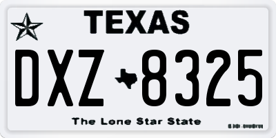 TX license plate DXZ8325