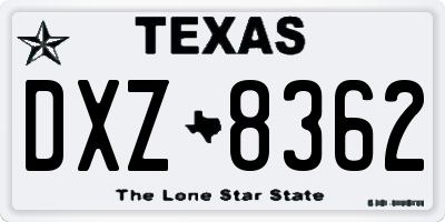 TX license plate DXZ8362