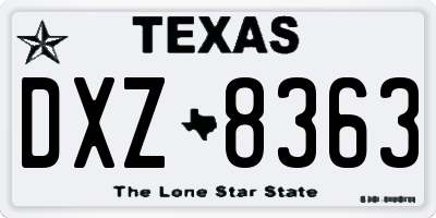 TX license plate DXZ8363