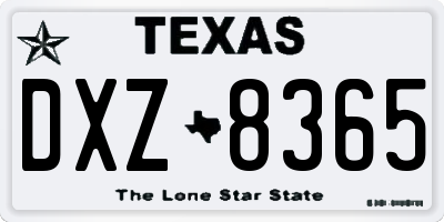 TX license plate DXZ8365