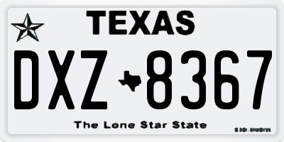 TX license plate DXZ8367