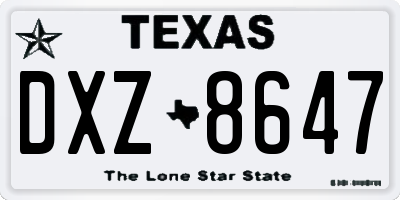 TX license plate DXZ8647
