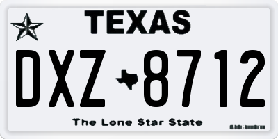 TX license plate DXZ8712