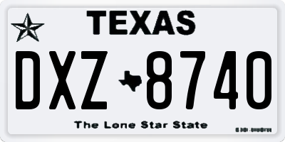 TX license plate DXZ8740