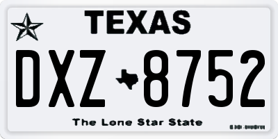 TX license plate DXZ8752