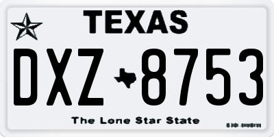 TX license plate DXZ8753
