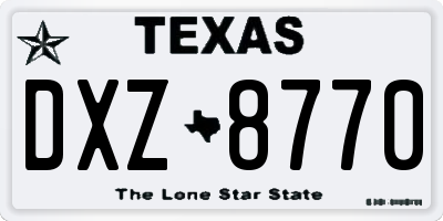 TX license plate DXZ8770