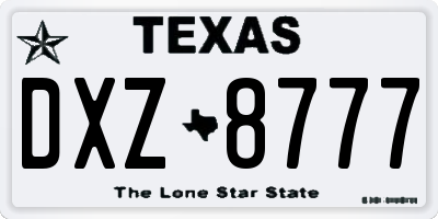 TX license plate DXZ8777