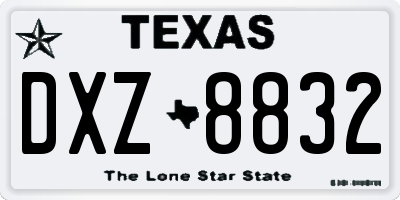 TX license plate DXZ8832