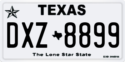 TX license plate DXZ8899