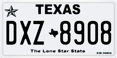TX license plate DXZ8908