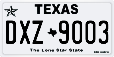 TX license plate DXZ9003
