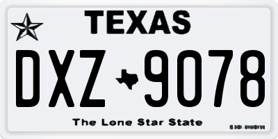 TX license plate DXZ9078