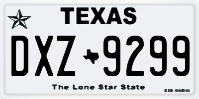 TX license plate DXZ9299