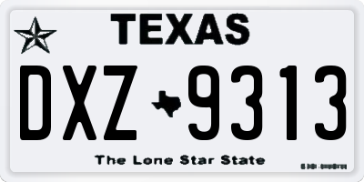TX license plate DXZ9313