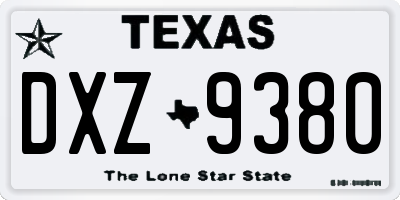 TX license plate DXZ9380