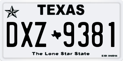 TX license plate DXZ9381