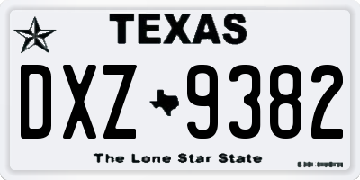 TX license plate DXZ9382