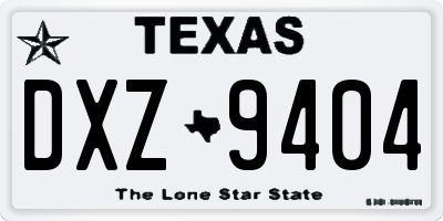TX license plate DXZ9404