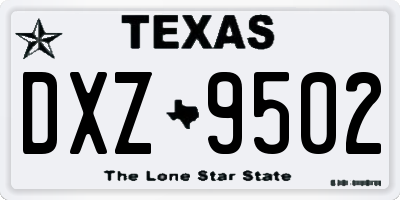 TX license plate DXZ9502