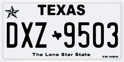 TX license plate DXZ9503