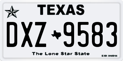 TX license plate DXZ9583