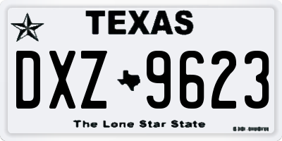 TX license plate DXZ9623
