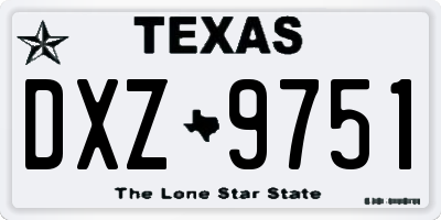 TX license plate DXZ9751