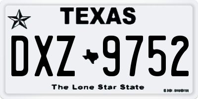 TX license plate DXZ9752