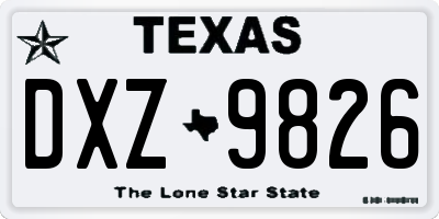TX license plate DXZ9826