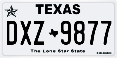 TX license plate DXZ9877