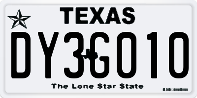 TX license plate DY3G010