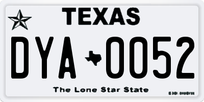 TX license plate DYA0052