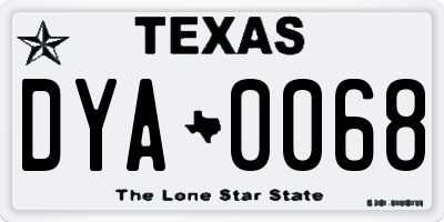 TX license plate DYA0068