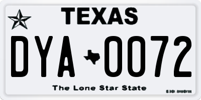 TX license plate DYA0072