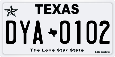 TX license plate DYA0102