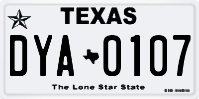 TX license plate DYA0107